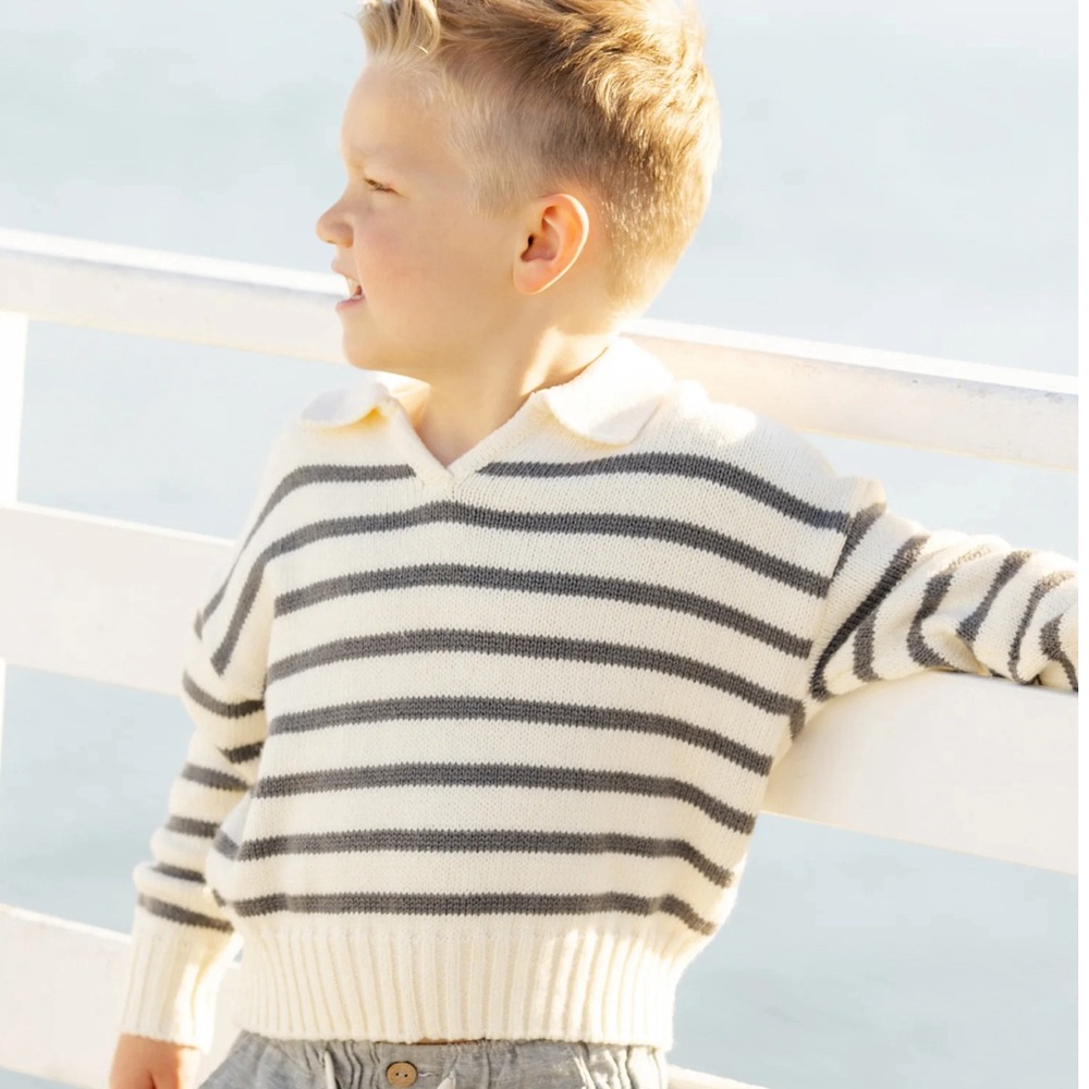 RYLEE + CRU Collard Striped Sweater girl boy - Picture 1 of 3